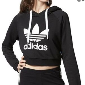 Adidas Black Cropped Hoodie